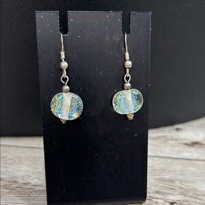 Gorgeous Iridescent Dichroic Glass and 925 Earrings